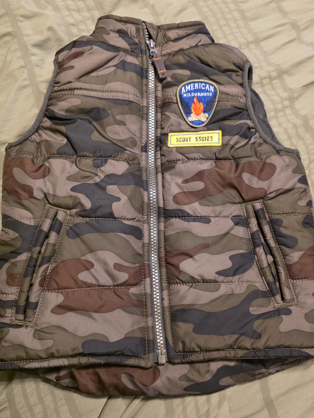 Carter's Boys' Camouflage Puffer Vest - Green, Brown, Gray